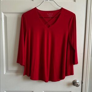 Chico's Bold Red V-Neck Blouse